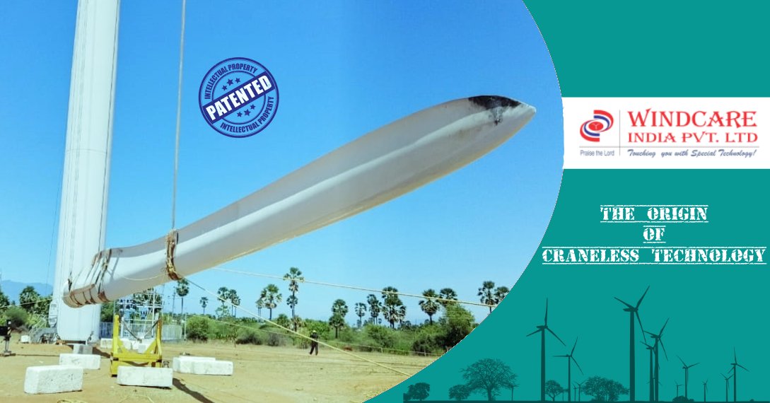 Windcareindia's tweet photo. A click of a Blade rising work of a 2MW machine using our Craneless Tech for a leading company in the wind industry. This is the 31st blade that we have erected successfully in this financial year!
#windcare #cranelesstechnology #loweringandrising #windenergy #serviceproviders https://t.co/kjSCCHwkUY