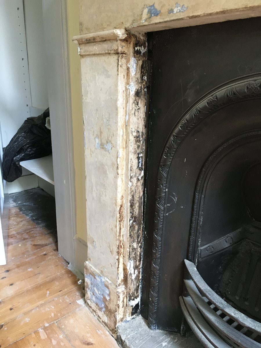 SiwanH's tweet photo. @TileDoctorUK I have recently stripped paint off a stone fireplace in our Edwardian house. The result is pretty good for a first attempt. I used Peelaway. There are still some patches that haven't come off, but what would be the best next step? https://t.co/Ls3BSpEWsU