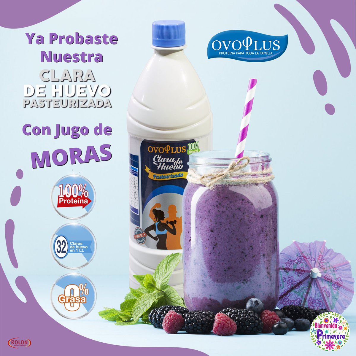 PublicidadRolon's tweet photo. 🍇🥤Te sugerimos un delicioso jugo de moras proteico para compartir en familia el fin de semana 👨‍👩‍👧‍👧🌈
Solo debes incluir nuestra Clara Pasteurizada en tu jugo favorito, es apto para niños, jóvenes, adultos, mayores de edad, para toda la familia 👪!.... https://t.co/nvtflAG7F5