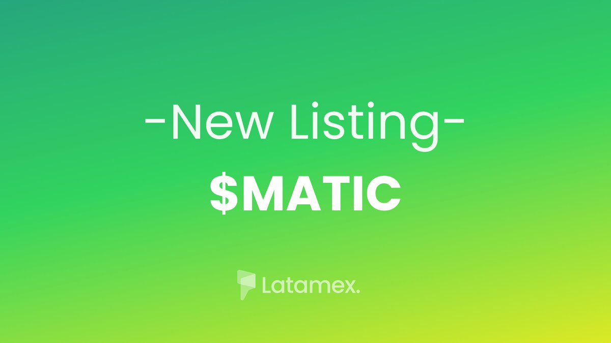 New listing on @latamex_ok 
$MATIC @0xpolygon is now available for purchase.
This move will keep expanding our cryptocurrency basket and reduce costs for our users in Latin America 🇧🇷🇦🇷🇲🇽
#cryptocurrency  #MATIC #Polygon #PolygonNetwork