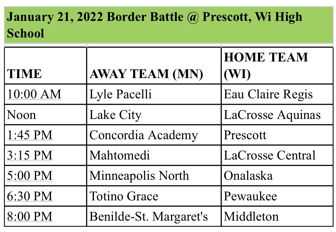 Concordia Academy HS Boys Basketball (@eric_schutte) on Twitter photo Great opportunity for our players and program. Excited to be a part of the MN/Wisconsin Border Battle. Great opportunity for our players and program. Excited to be a part of the MN/Wisconsin Border Battle.