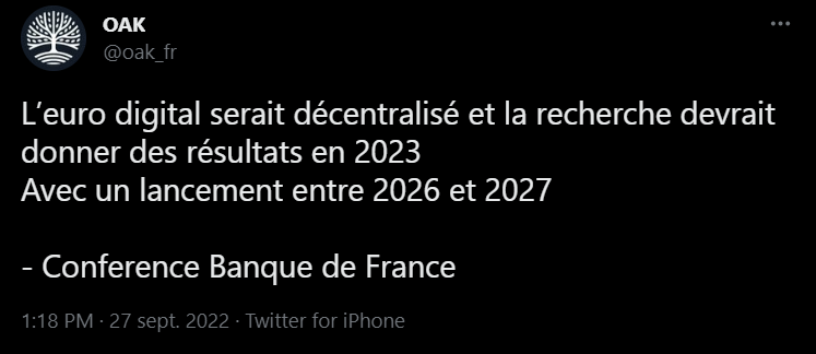 nstweetfr's tweet photo. La Banque de France vient d'expliquer que les premières versions d'un euro numérique verront le jour en 2023 avec un lancement prévu entre 2026 et 2027. 

Préparez-vous à ce que votre argent devienne ultra-traçable, ait une date d'expiration et soit plus centralisé que jamais. https://t.co/vhuaaqAKUD