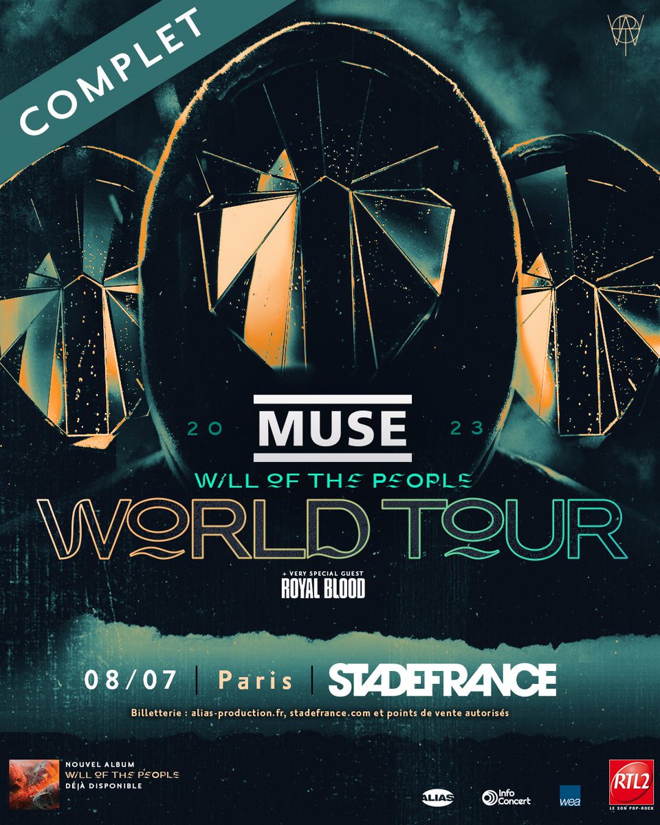 🚨🚨🚨 INFO IMPORTANTE 🚨🚨🚨 Le concert de @muse au Stade de France le 8 juillet 2023 est désormais complet ! 🥳🥳🥳 #muse #stadefrance #concert #WOTPParis
