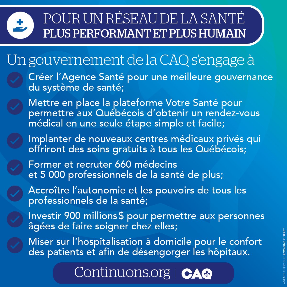 Dans notre équipe, nous avons la bonne personne pour livrer ces promesses: @cdube_sante . 

#CAQ #continuons