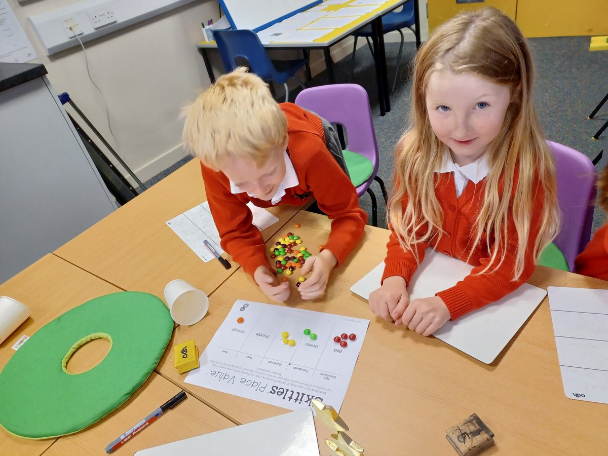 lawps's tweet photo. Today we got a flavour of all things maths using skittles! #placevalue #symmetry #addition #pattern #gridreference (and much much more!) #p3flawps #MathsWeekScot https://t.co/80S2Sc0vga