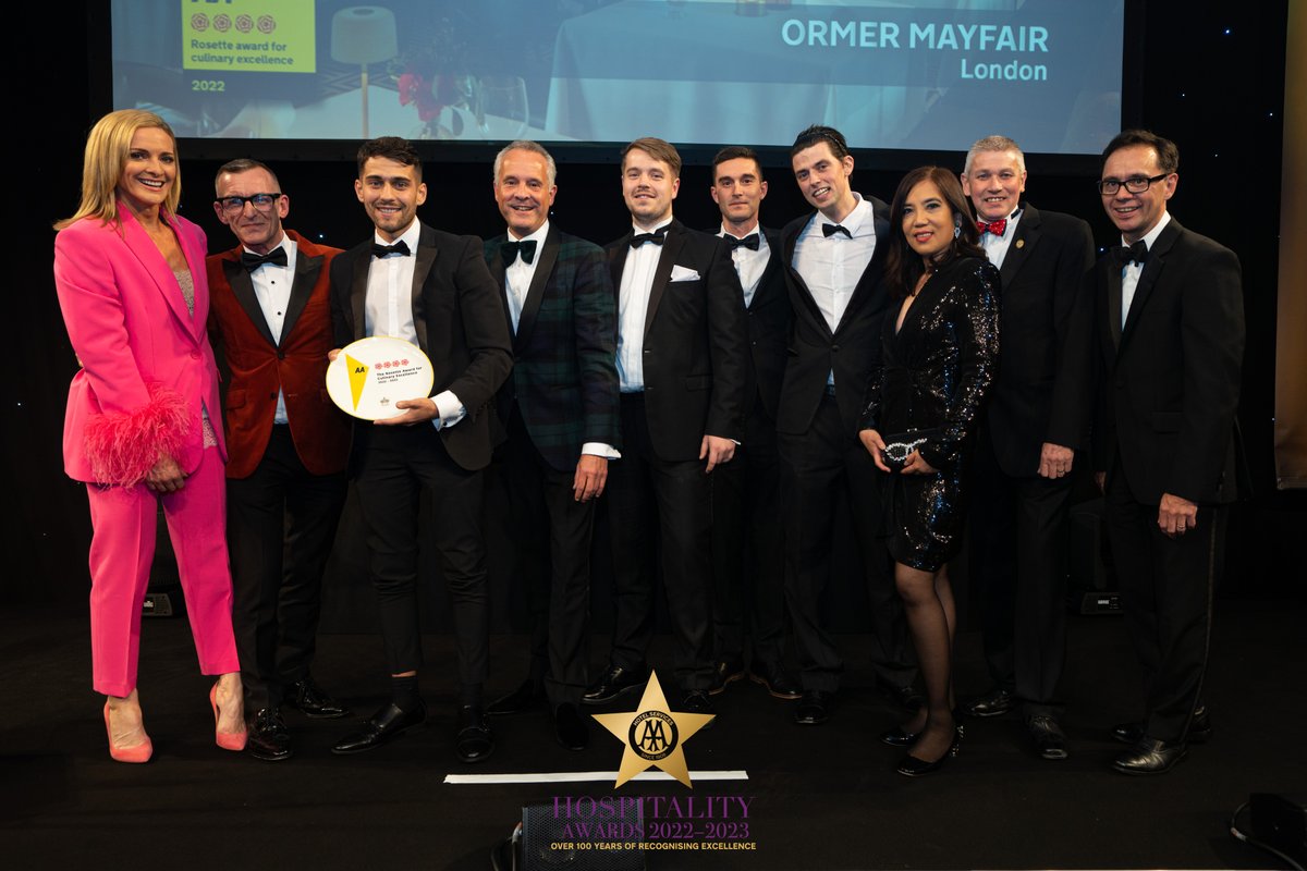 So proud to announce that our fine Ormer Mayfair restaurant has been awarded four Rosettes for the first time at the AA’s annual Hospitality Awards held yesterday evening #teamwork #awards2022 #finedining #londonrestaurants #hospitality <a href="/TheAA_UK/">The AA</a>
