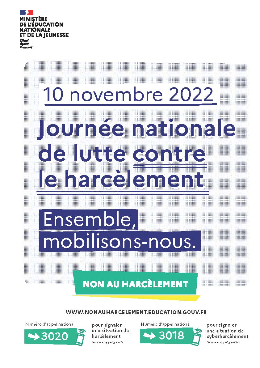 Jp_Flx's tweet photo. Journée nationale #nonauharcelement
10 novembre 2022

Ensemble, mobilisons-nous contre le #harcelementscolaire.

#NAH #pHARe https://t.co/TtElyzdEtV