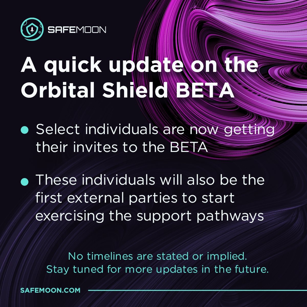 Another #SAFEMOON update. 📢

This time regarding the #SAFEMOONORBITALSHIELD BETA external invites! 🙌