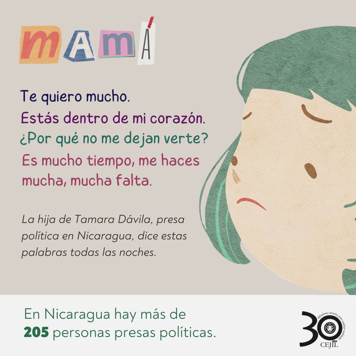 🟡#Nicaragua | "Mamá, me haces mucha falta", repite la hija de <a href="/TamaraDvila3/">Tamara Dávila Rivas</a>. También, es lo que sienten los hijos e hijas de Suyen Barahona, Miguel Mendoza, Felix Maradiaga, María Oviedo, Roger Reyes y de las más de 2️⃣0️⃣0️⃣ personas presas por razones políticas en #Nicaragua.