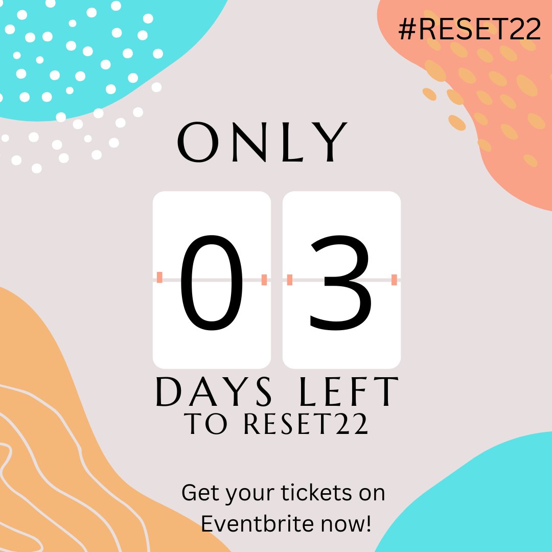 Its only 3 days until RESET22! 

Have you got your tickets yet? 

We will be releasing the program for the day very soon. You're not going to want to miss it! 

eventbrite.co.uk/e/reset-2022-t…