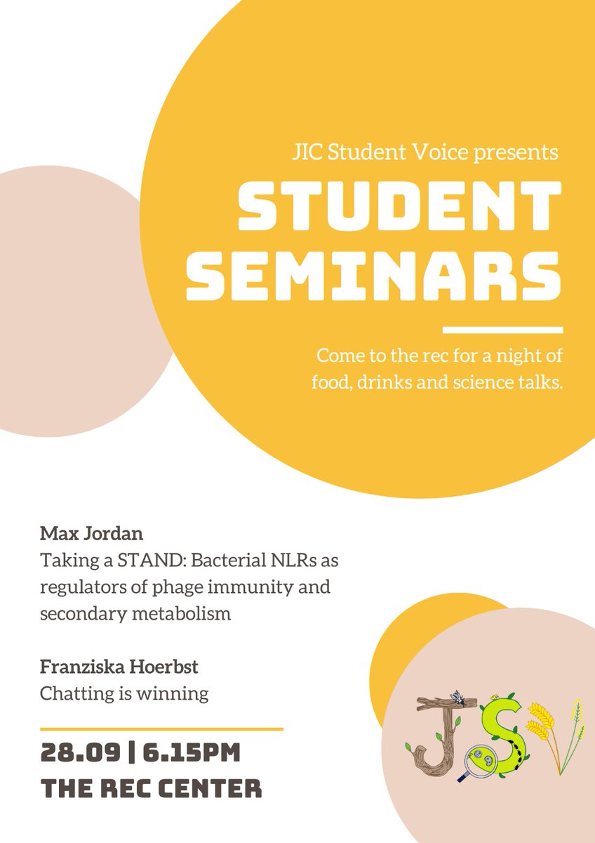 Student seminars are back! To all JIC students, come and watch @franziskaaaah and <a href="/biologymax/">Max Jordan</a> kick off the series!