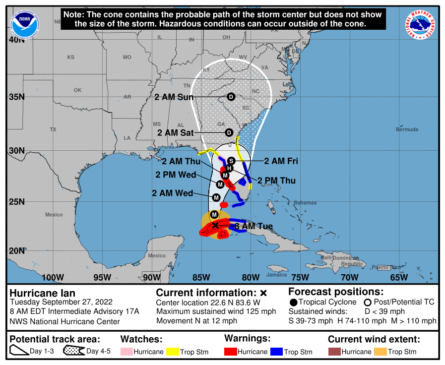 FMITAlert's tweet photo. FMIT Alert Level 5: High - Ian Now a Major Hurricane Over Western Cuba. Ian Pre-Landfall Webinar Today at 3PM EDT. Additional Information and registration at https://t.co/UJrqB5d2jA https://t.co/iNOOjocelN