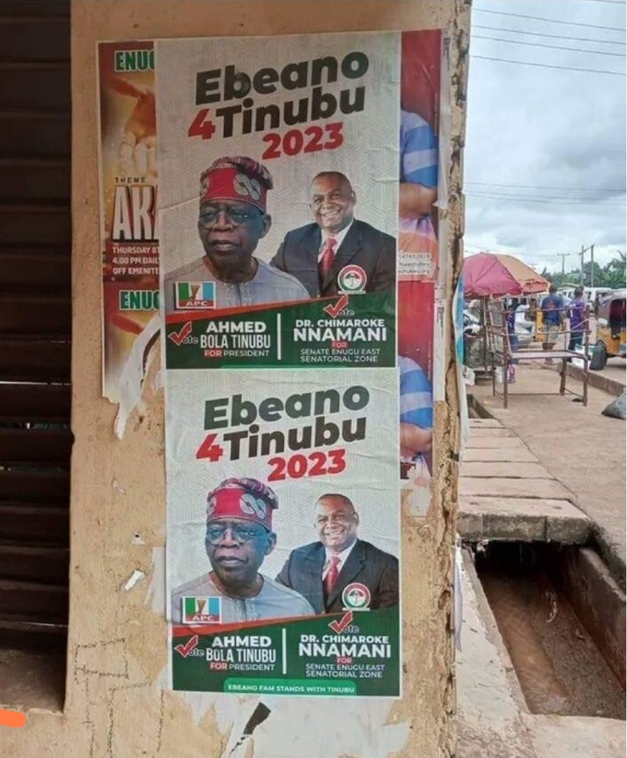 This was spotted somewhere in Enugu. The absurd and confusing poster was described by Festus Keyamo as'friendship across tribal divides'. This poster has further fueled the confusion and suspicion of Enugu people on whose side the former governor is playing. @Coal_City