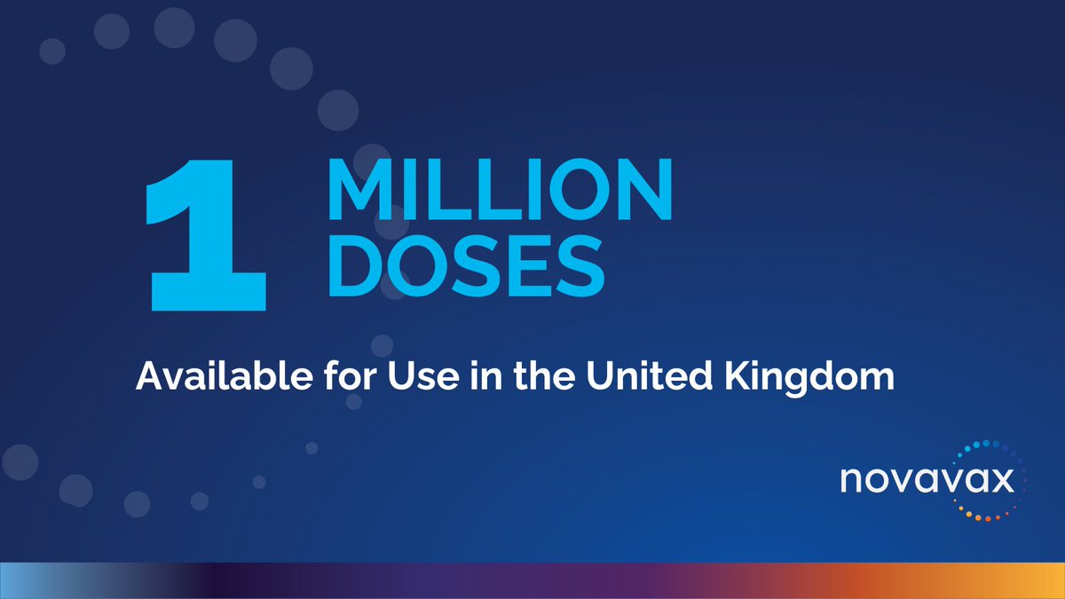 Novavax today announced that an initial one million doses of our #COVID19vaccine are now available for use in the United Kingdom. Those eligible for the vaccine will be identified by their healthcare providers. Learn more: novav.ax/3DYoR1Y