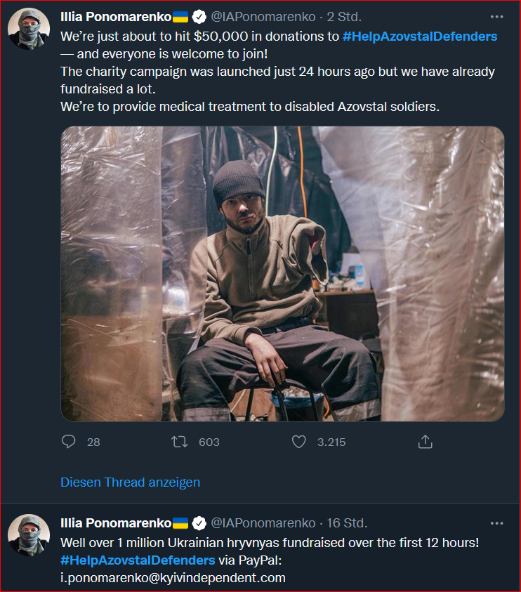 IvetaBuike's tweet photo. Ziedojums ir pats mazākais, ko mēs varam izdarīt Azovstaļ aizstāvju labā. Tomēr tā ir iespēja atbalstīt tos, kuriem izdevās izdzīvot krievu gūsta elli un cerība, ka arī pārējiem izdosies izglābties. #HelpAzovstalDefenders https://t.co/gE56XpTd7l