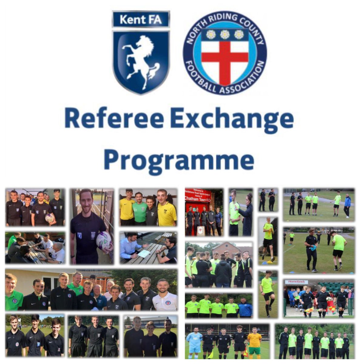 NorthRidingFA's tweet photo. REFEREE EXCHANGE 🤝 |  We’re delighted that our fifth @FARefereeing exchange programme with our friends at @KentFA will take place this coming weekend. 

Two weekend’s of referee development, networking &amp; a games programme will take place between the two CFA’s 👊

#NRCFAREFDEV https://t.co/pDBKLrPrcP