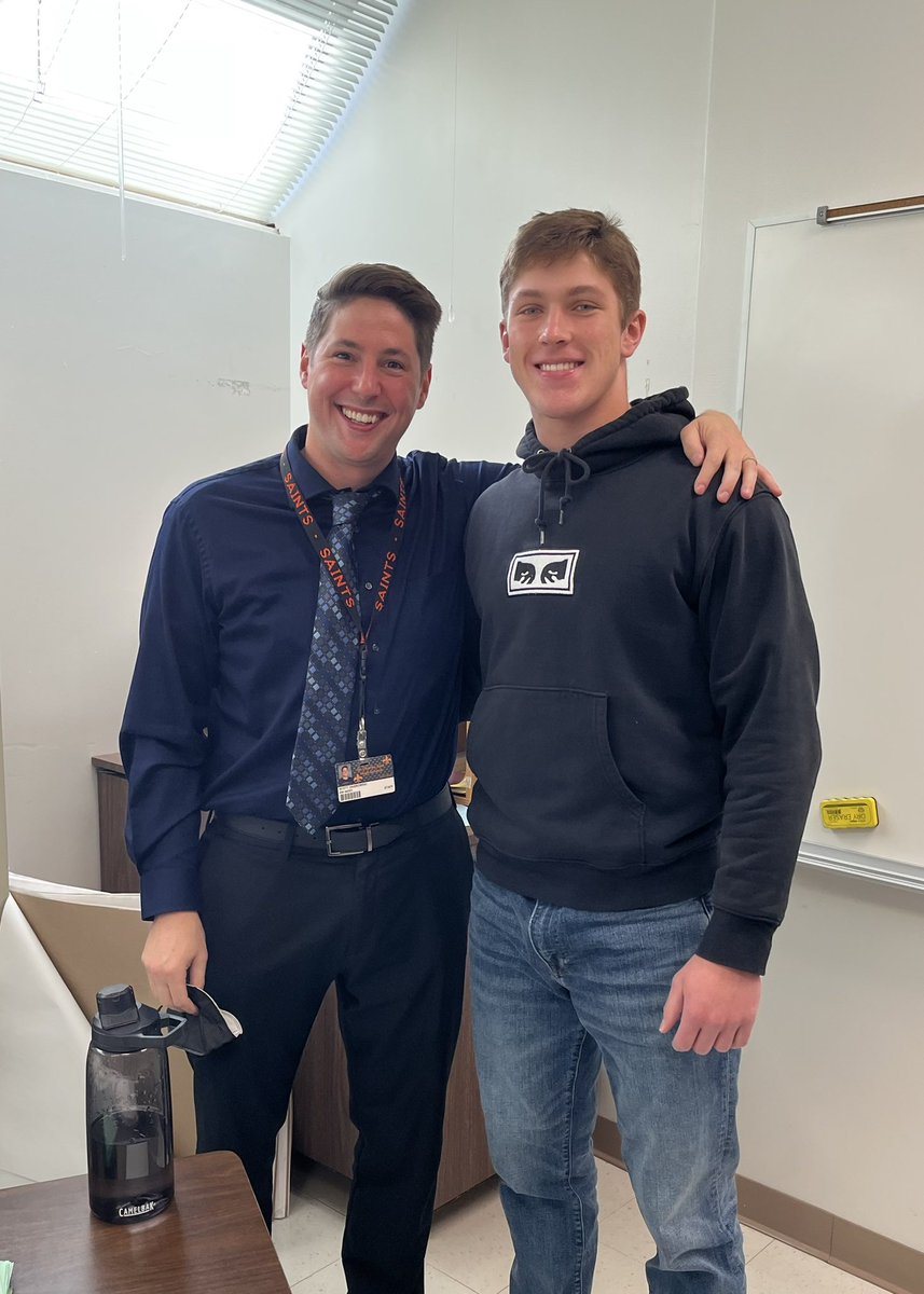 Big shoutout to Mr. Dabrowski! Thanks for being an awesome teacher who brings the good vibes every day! #thankyouSTCEstaff
<a href="/CoachPossley/">Nolan Possley</a> <a href="/stcefbparents/">Saints</a>