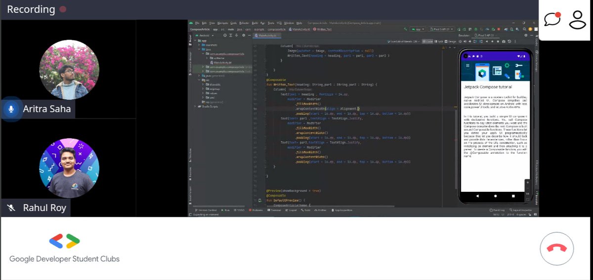 gdscbwu's tweet photo. We are live with @Aritra047 !! Watch our amazing session on Android development on YouTube if you haven't registered.
https://t.co/8lxsh5ypdo
@googledevs @GoogleDevsIN @googledevgroups
#gdscbwu #google #DeveloperStudentClubs #androidcomposecamp #ComposeCamp #JetpackCompose https://t.co/Qysx7cWCqA