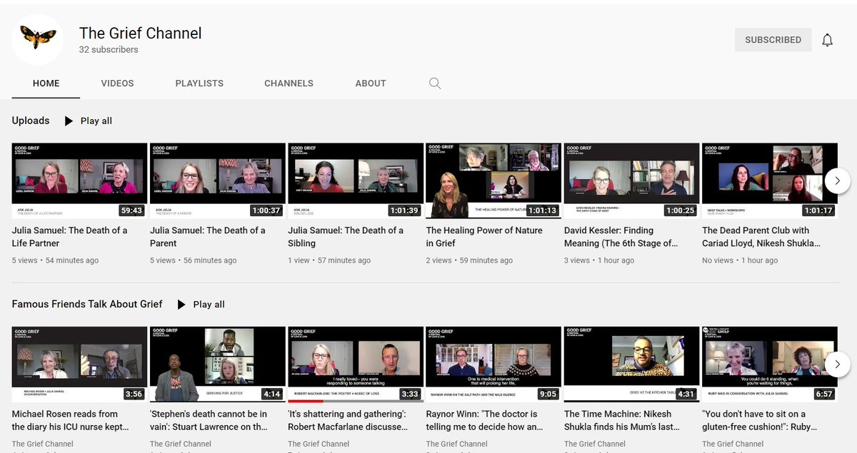 Lucy Selman (@lucy_selman) on Twitter photo šIt's the moment you've been waiting for...The Grief Channel is now live on YouTube! Featuring 120+ talks from <a href="/GoodGriefFest/">Good Grief Festival</a>. We hope this offers knowledge and solace. Grateful to <a href="/TNLComFund/">The National Lottery Community Fund</a> for enabling us to make all content free to access.
youtube.com/channel/UCeQz4ā¦
Please RT šIt's the moment you've been waiting for...The Grief Channel is now live on YouTube! Featuring 120+ talks from <a href="/GoodGriefFest/">Good Grief Festival</a>. We hope this offers knowledge and solace. Grateful to <a href="/TNLComFund/">The National Lottery Community Fund</a> for enabling us to make all content free to access.
youtube.com/channel/UCeQz4ā¦
Please RT