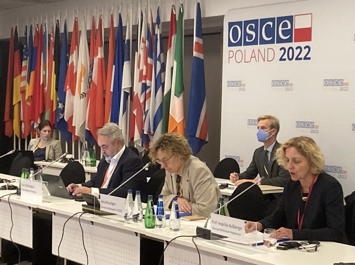 Our director @ahnussberger presents her @OSCE #MoscowMechanism report on #HumanRights situation in #Russia at the @OSCE 2022 Warsaw Human Dimension Conference #WHDC @osce_odihr