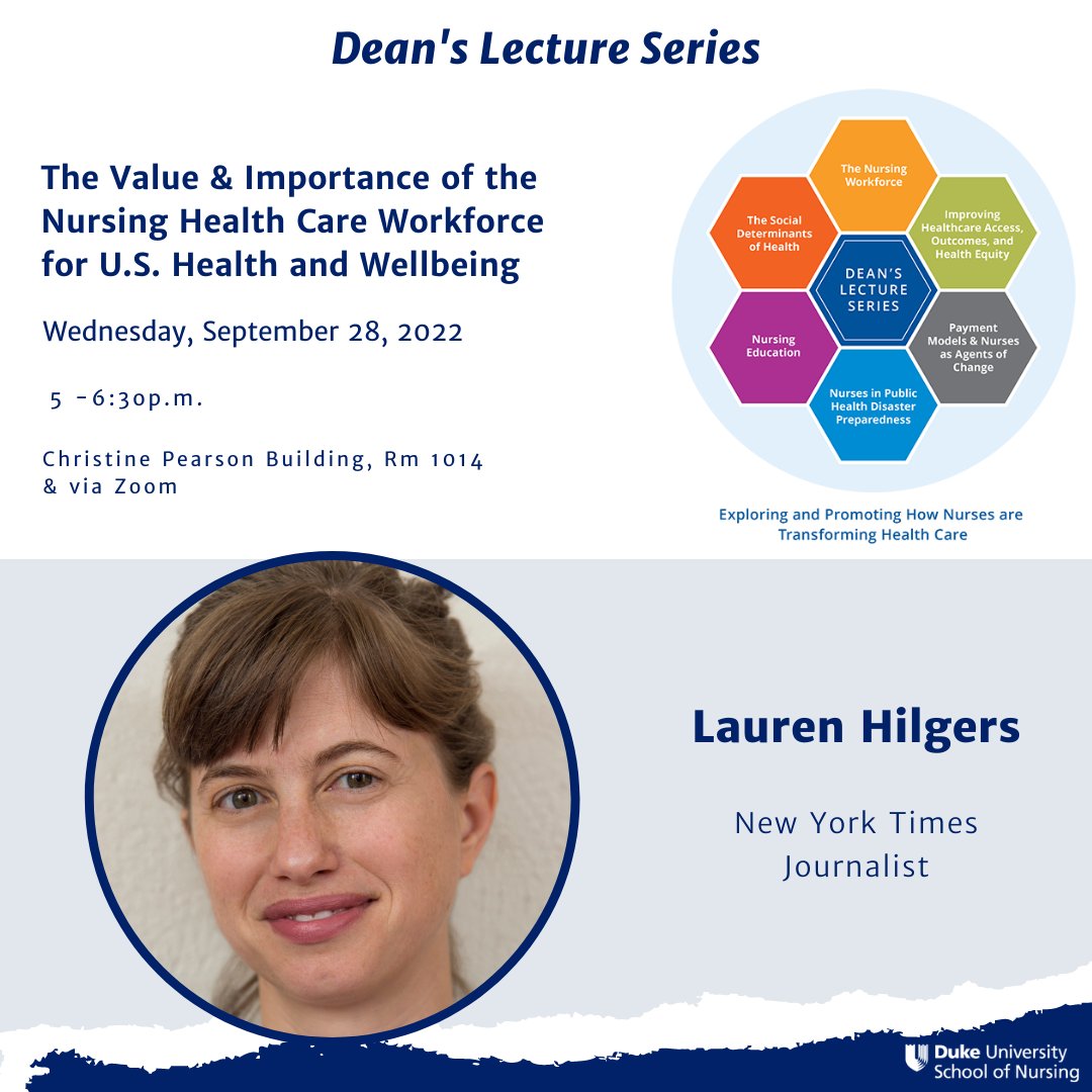 DukeU_Nursing's tweet photo. Meet New York Times Journalist Lauren Hilgers who wrote 'Nurses Have Finally Learned What They're Worth," where she called attention to the value, contributions, and challenges of the nursing workforce during #COVID19. She's joining us this Wednesday. RSVP https://t.co/5LLzoAiMKQ https://t.co/g45CwXNtQ0