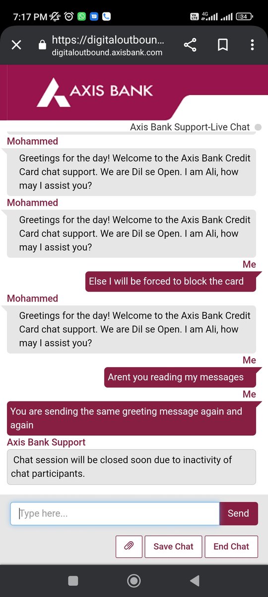 ArunGaurav5's tweet photo. This is the customer care of @AxisBankSupport ,worst support for @flipkart axis Bank card. I am unable to shop in BBD. https://t.co/WBQntmQPJo