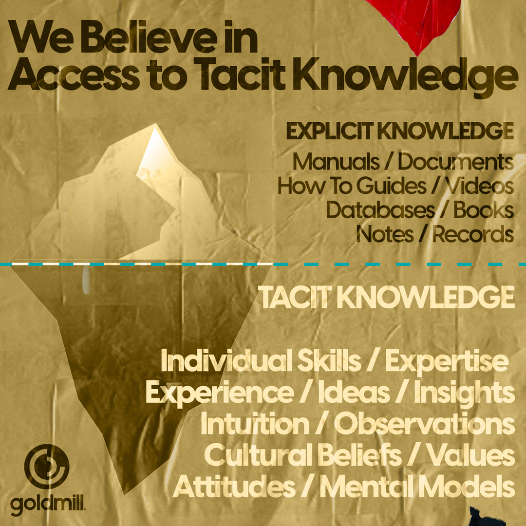 onGoldmill's tweet photo. Let's get heady. Goldmill provides access to #tacitknowledge that resides in the minds of professional artists and their affiliated teams. It canโt be obtained anywhere else - we have to go to the source and ask. #MusicKnowledge #Directfromthesource #DidYouKnow #Knowledge #Fact https://t.co/YkCLlxkl5j