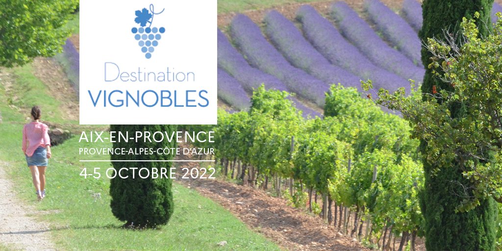 J-7 avant #DestinationVignobles, le RV des acteurs de l’#oenotourisme ! <a href="/atout_france/">Atout France</a>, le <a href="/CRT_RegionSud/">CRT Provence Alpes Côte d'Azur</a>, <a href="/Aix_Provence/">Aix-en-Provence Tourisme</a> et @vinsdeprovence se réjouissent de retrouver les 158 TOs internationaux participant pour leur présenter les expériences à vivre dans les vignobles français !