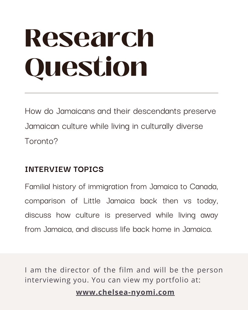 NiaCentre's tweet photo. Call for Participants 🔈️

Director @ChelseaNyomi is searching for participants to share their stories in a new short doc about Little Jamaica, Toronto. 

Use the link below to fill out the form. 

 https://t.co/5tEH0FwYUA https://t.co/qjGaS29jtF