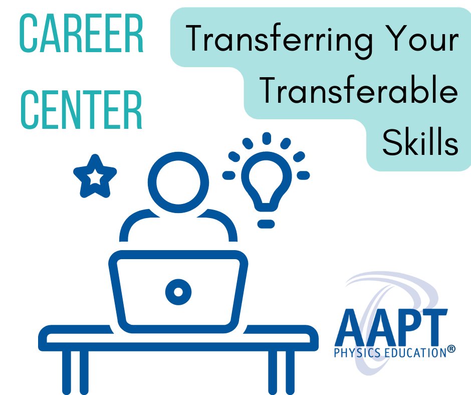 AAPTHQ's tweet photo. The #AAPTCareerCenter links articles that will help you further your career in physics. Check out Transferring Your Transferable Skills by Lisa M. Balbes in @PhysicsToday's Career Advice Series. https://t.co/SqTbPDHBhV #physicscareer #physicseducators #transferableskills https://t.co/qzqeQ7jI2i