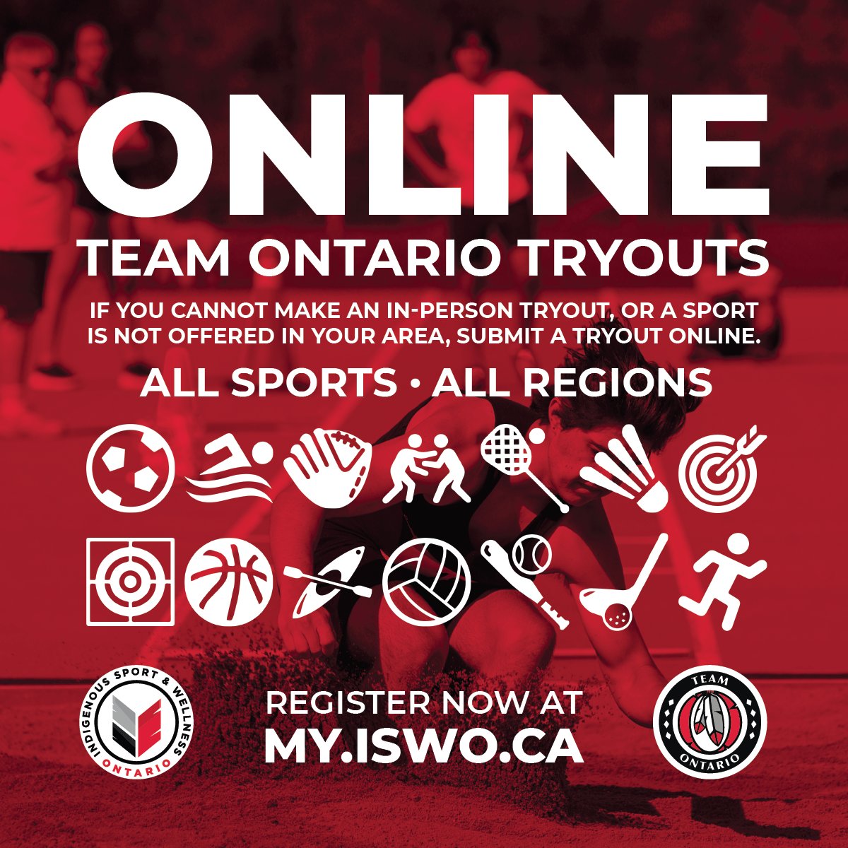 ISWO_ca's tweet photo. Looking to tryout for a sport, but don't see an event at a tryout near you? Are you unable to make it to an in-person tryout? Look no further! 👀

We are now accepting online submissions to be considered for Team Ontario at #NAIG2023

Learn more at https://t.co/ZmiILtQr5b https://t.co/sqtnlI58zr