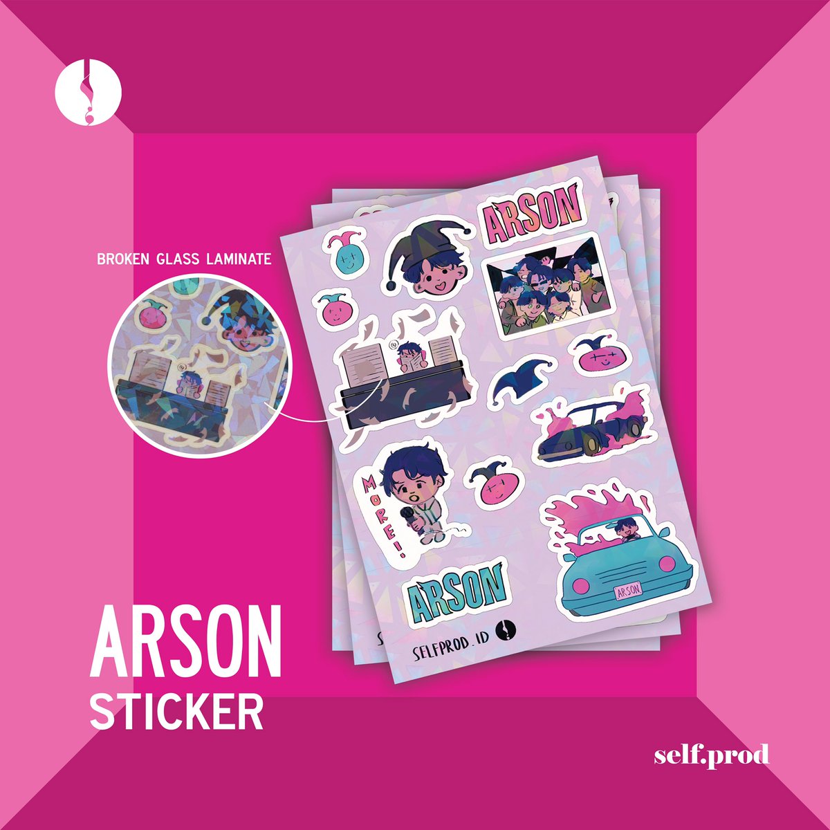 selfprod_id's tweet photo. Hello! We're back with special ARSON product : 

- ARSON STICKER -
Rp 24.500,-

link :  https://t.co/KCVYYfQuq1

#bts #BTSARMY #fanmerch https://t.co/wdsoTxlBeG