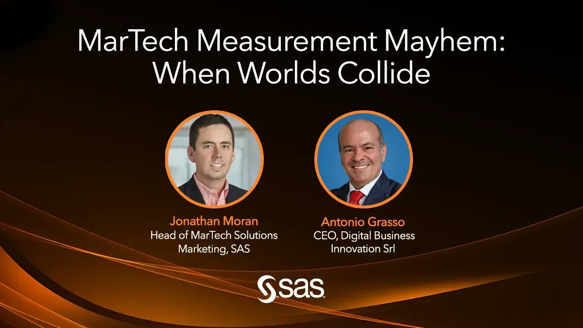 With the demise of third-party cookies, marketers must develop new strategies to preserve digital bonds between brand and consumer.

I'm speaking <a href="/MarTechConf/">MarTech Conference</a> w <a href="/jmmoran12/">Jonathan Moran</a> Thursday, Sept 29, 11:40 am EDT. 

Join> bit.ly/3ratj68 #SASVisionary #Martech + #ADTech = #MADtech