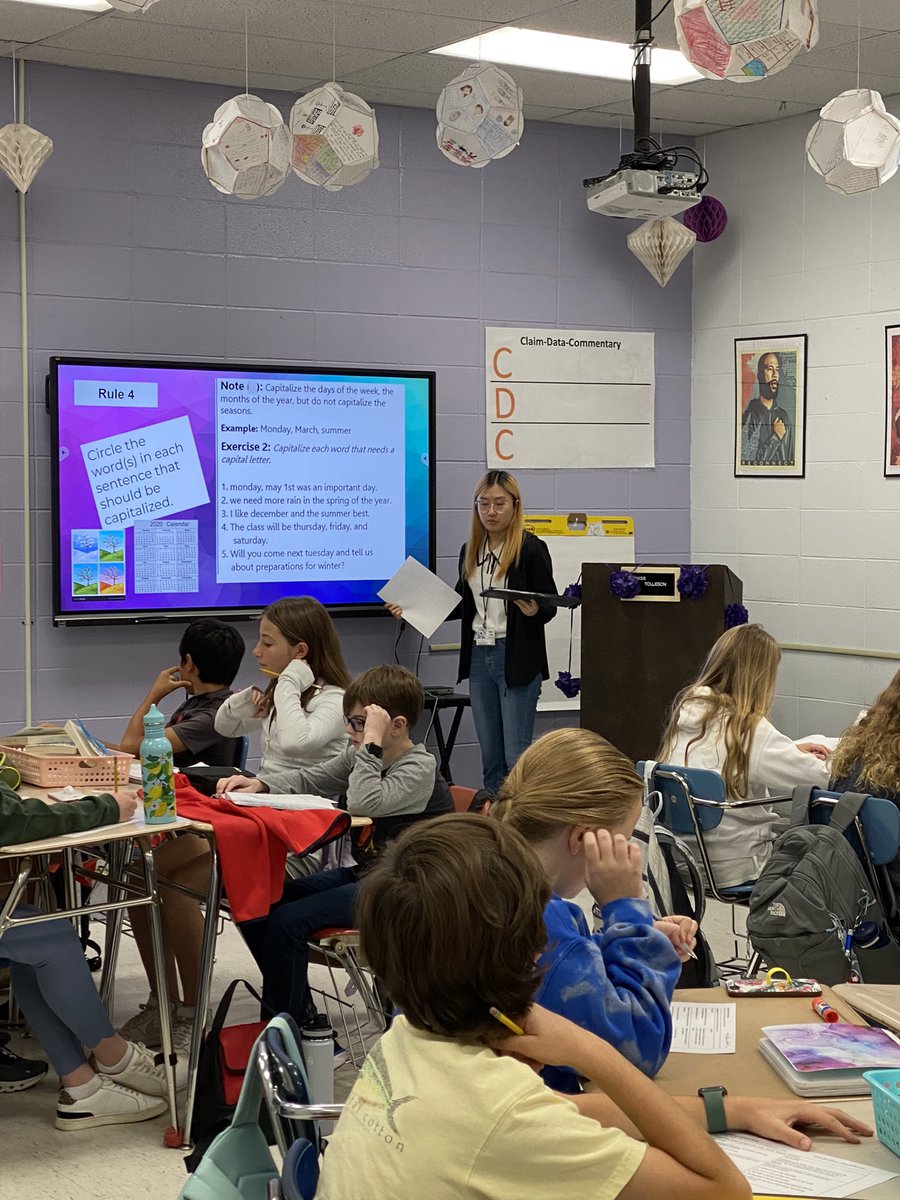 Love having Daena as my JC student intern this semester! Today she led our bell work about Capitalization! #MCSLearn #lmslions #jcjets