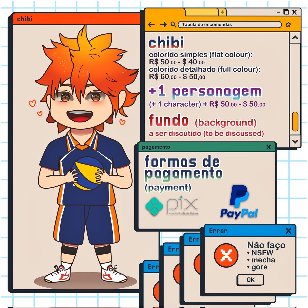 estelartz's tweet photo. COMISSÕES ABERTAS!
(commissions open)

Tabelinha nova com preços em real e também em DÓLARES!💗 https://t.co/tLEDfZ7pan