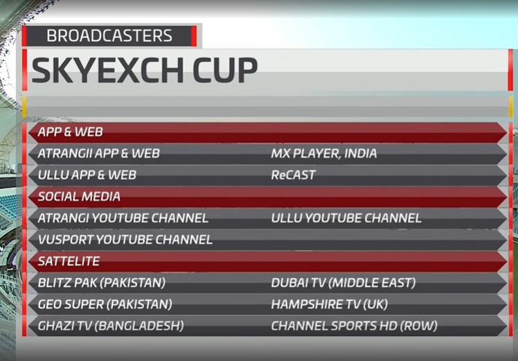 Official broadcasters of #BANvsUAE T20 series. 

#UAEvBAN