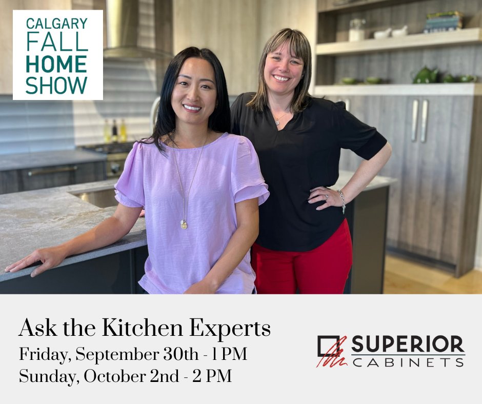 We’re thrilled to be back on the Main Stage <a href="/YYCHomeShows/">Calgary Home Shows</a>. 

Join Summer and Michelle for our “Ask the Kitchen Experts” panel discussion, hosted by <a href="/ShahanFancy/">Shahan Fancy</a>, where they will answer the most common cabinet and kitchen renovation questions.

#SuperiorCabinets #Calgary #YYC