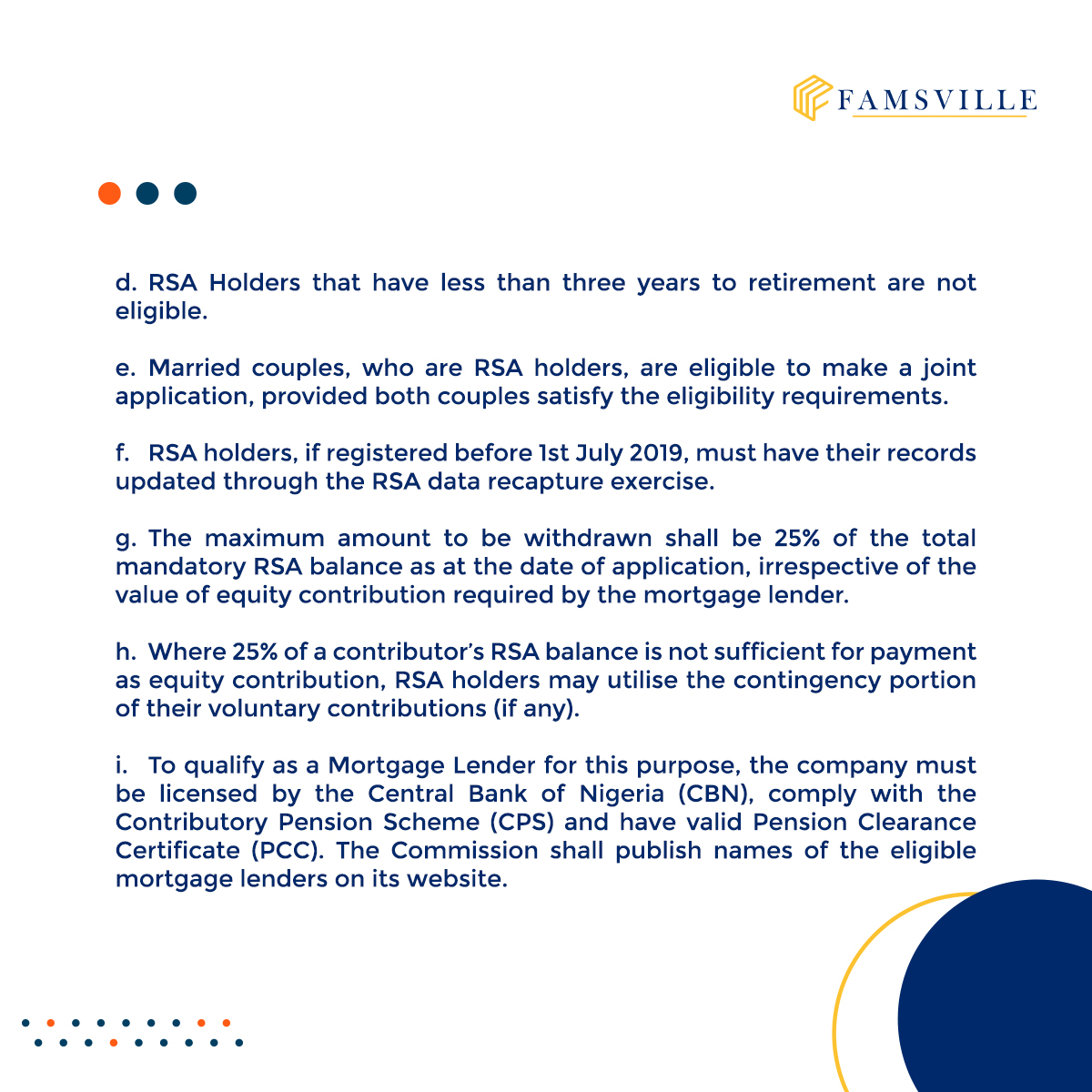 In a press release on the 23rd of September, 2022, Pencom announces its approval of the use of pension funds for mortgage equity contribution🔽🔽

#Famsville #Pension #pensionfunds #employmentlaw #labourrelations #labourlaw #employmentandlabour #corporatelaw #pensionattention