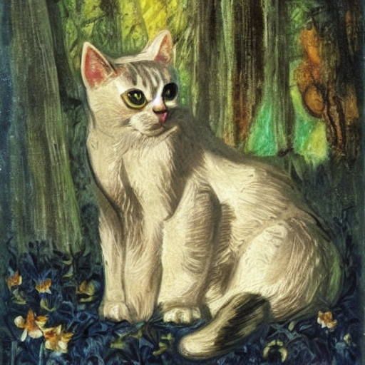 satorinrinriy's tweet photo. いろんな猫にチャレンジしてみた。
「リアル,超詳細,肖像画,夜の森のバロック,ルネサンスの猫,エレガント,美しい,猫」
元のStableDiffusionの呪文っぽく単語で並べてみたんだけど。なかなか。

#JapaneseStableDiffusion
#StableDiffusion https://t.co/PsBI3sfrf6