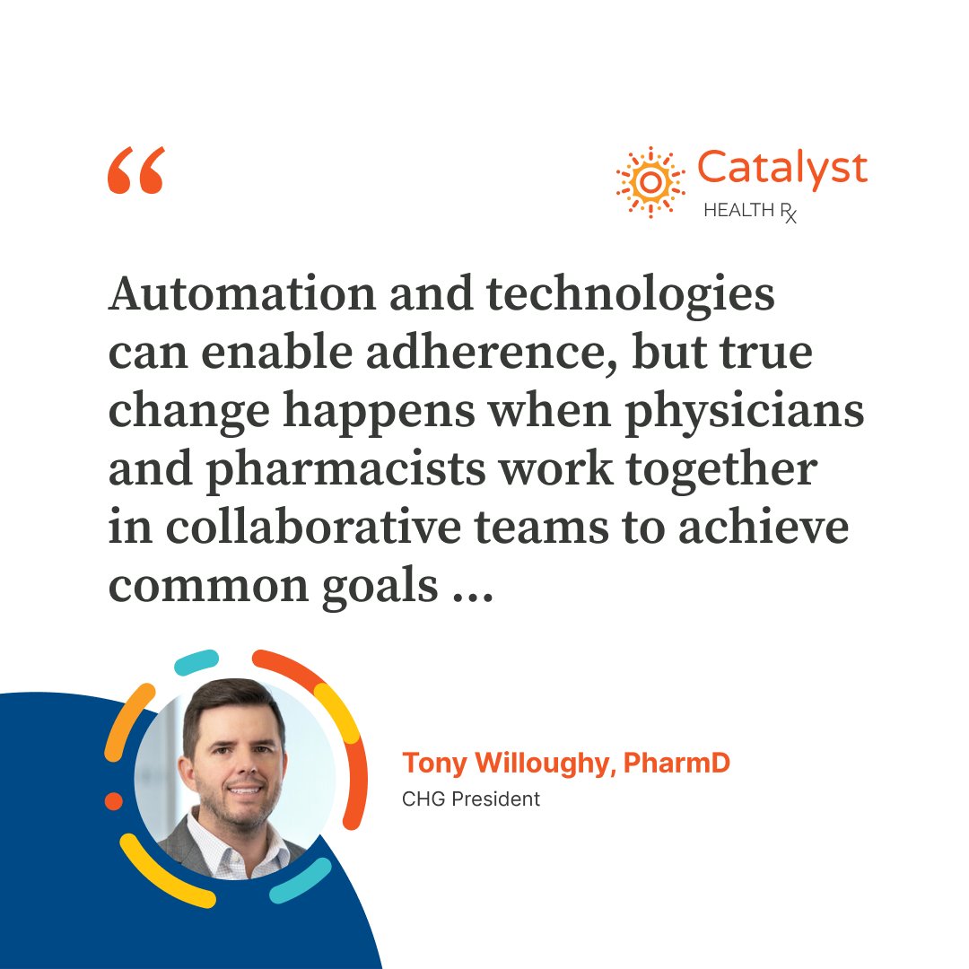 In KevinMD's recent podcast episode, CHG President Tony Willoughby, PharmD, explains how Catalyst's model of having pharmacists as trusted advisors for both patients and providers can dramatically improve medication adherence. Listen today! loom.ly/4xX0s9U