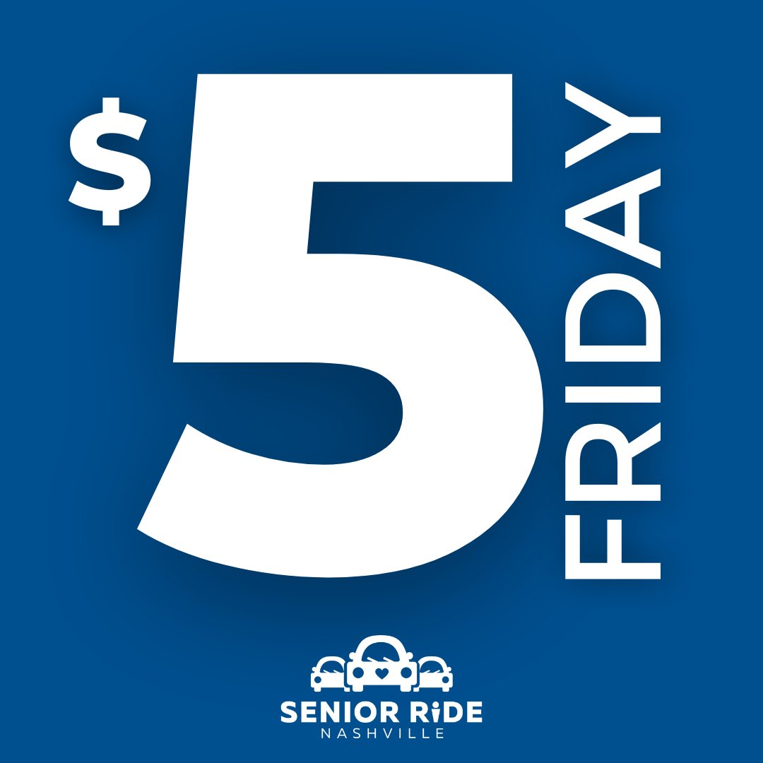 It is $5 Friday. Share this post and tag your family and friends. A donation of just $5 helps make sure seniors have transportation to essential appointments and stay connected to the community. Donate on Venmo (SeniorRideNashville) or through our website: seniorridenashville.org/donate