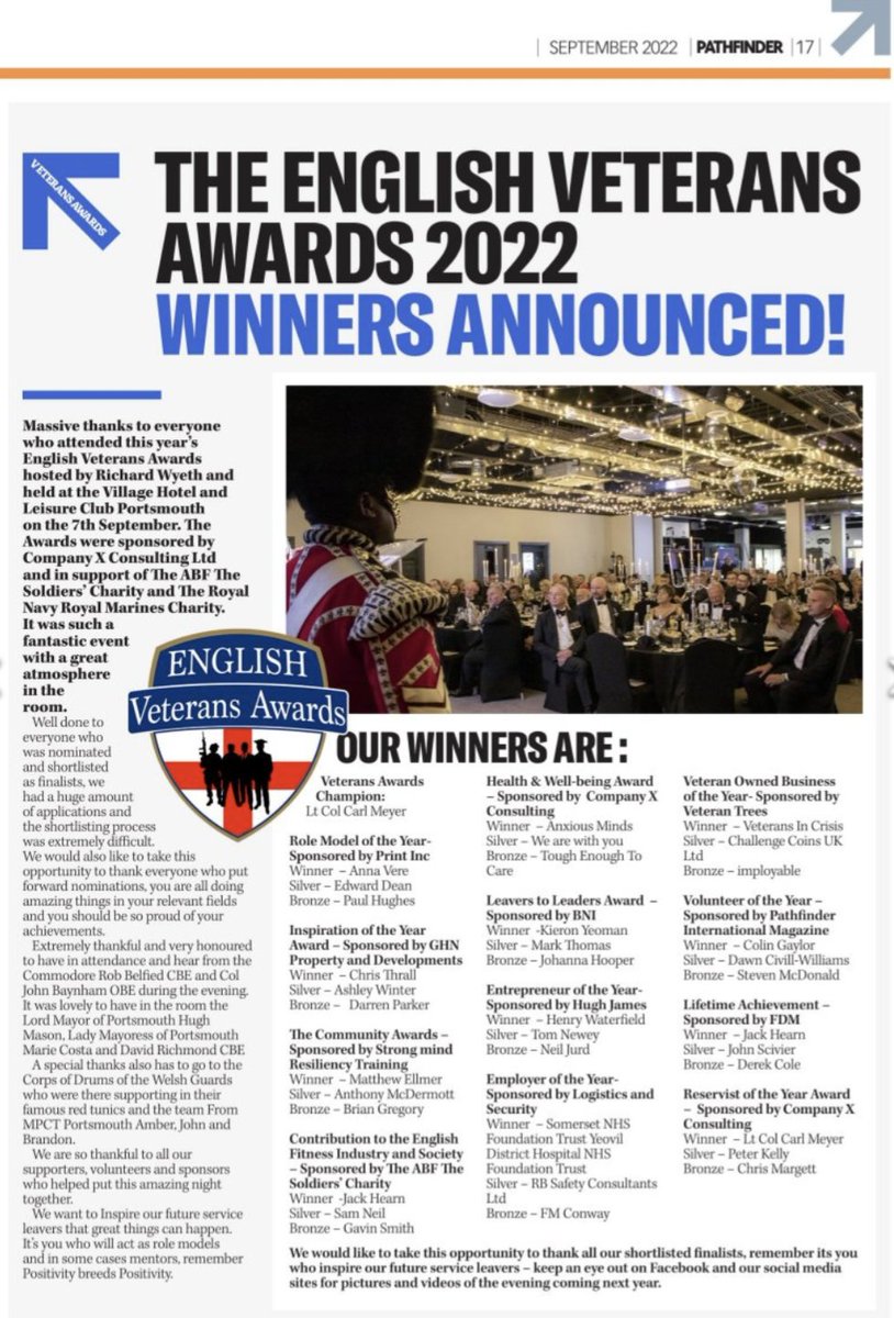 AwardsVeterans's tweet photo. All our team would like to say a huge thank you to all the team at @pathfindermag our official Media partner at all our #VeteransAwards throughout the UK! 

Keep up the amazing work you do for our community! 

Read the latest issue:

https://t.co/KldTfEHC2C

#veterans #military https://t.co/32nF1K2Fn8