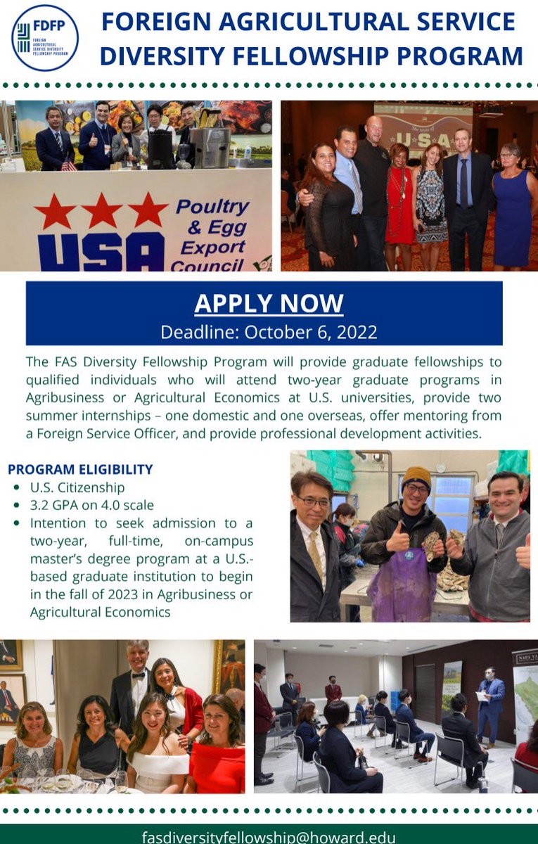 If you’re interesting in going to grad school (for free!) and opportunities overseas, join at University Hour to learn more about the Foreign Ag Service!

Zoom link: bit.ly/3SSbAMH

#UMES #UMES23 #umes24 #umes25 #umes26