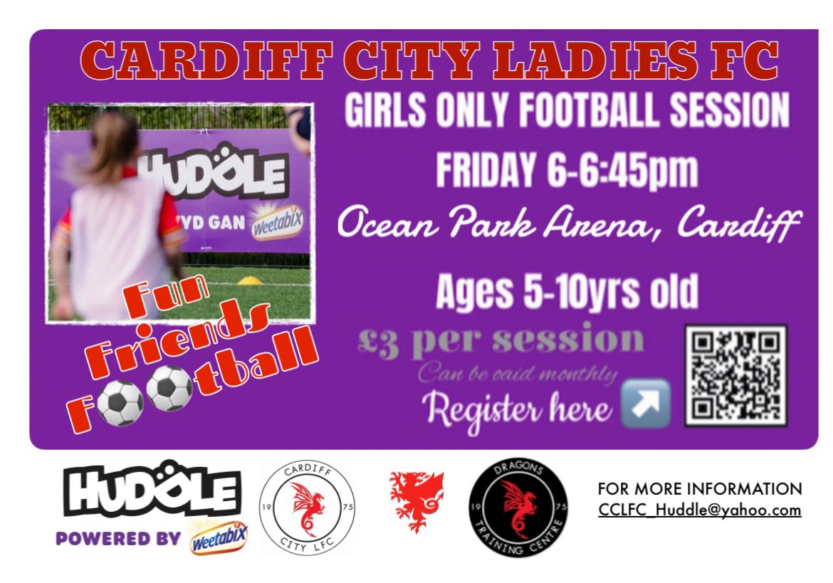⚽️ Bridgey ⚽️ (@e_mma7) on Twitter photo OUR GIRLS ONLY HUDDLE SESSION RUNS EVERY FRIDAY
👱🏼♀️ - Girls Aged 5-10
⏰ - 6-6:45pm
📍- Ocean Park Arena outside 3G Pitch
💰- £3 per session
📝- Register to reserve your space
app.upshot.org.uk/signup/163c68a…
📧- CCLFC_Huddle@yahoo.com for more information OUR GIRLS ONLY HUDDLE SESSION RUNS EVERY FRIDAY
👱🏼♀️ - Girls Aged 5-10
⏰ - 6-6:45pm
📍- Ocean Park Arena outside 3G Pitch
💰- £3 per session
📝- Register to reserve your space
app.upshot.org.uk/signup/163c68a…
📧- CCLFC_Huddle@yahoo.com for more information