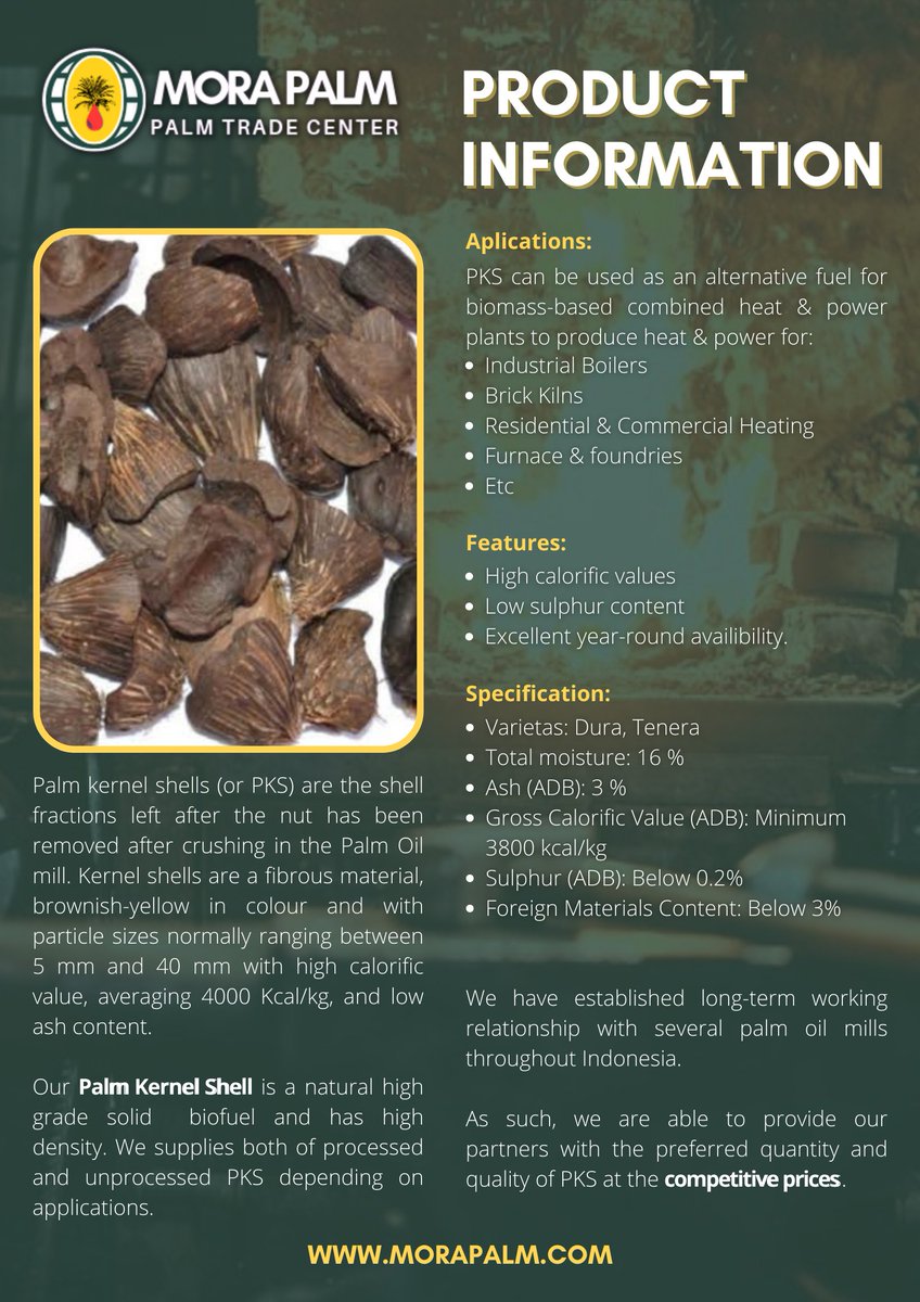 palmtradecenter's tweet image. Order now: morapalm.com
Thank you.

#palmkernelshell #palmpellet #woodpellet #woodpellets #woodpelletforsale #woodpelletsforsale #woodpelletprice #woodpelletforsale #buywoodpellet #woodpelletsupplier #woodpelletmanufacture #biofuel