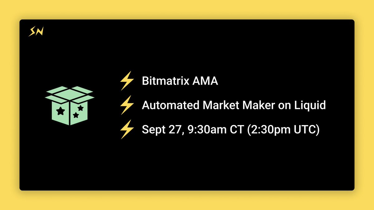 Stacker News (@stacker_news) on Twitter photo โก๏ธ It's Stacker News AMA Time โก๏ธ
The <a href="/bitmatrix_/">BitMatrix - placeholder</a> team is hosting an AMA right now, bring your best questions and stack some sats!
stacker.news/items/74330 โก๏ธ It's Stacker News AMA Time โก๏ธ
The <a href="/bitmatrix_/">BitMatrix - placeholder</a> team is hosting an AMA right now, bring your best questions and stack some sats!
stacker.news/items/74330