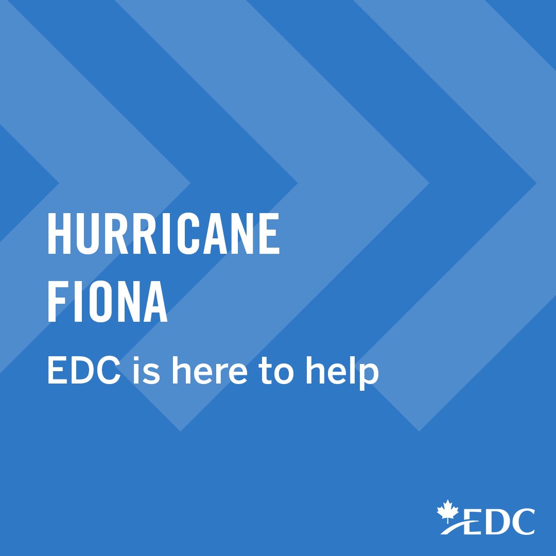 ExportDevCanada's tweet photo. Helping our customers, partners, all entrepreneurs, and communities affected by #HurricaneFiona in Eastern #Canada is a priority. Contact your Account Manager or call us at 1-800-229-0575 today to learn how we can support you and your business through this difficult time. https://t.co/BjQYpTXNC4