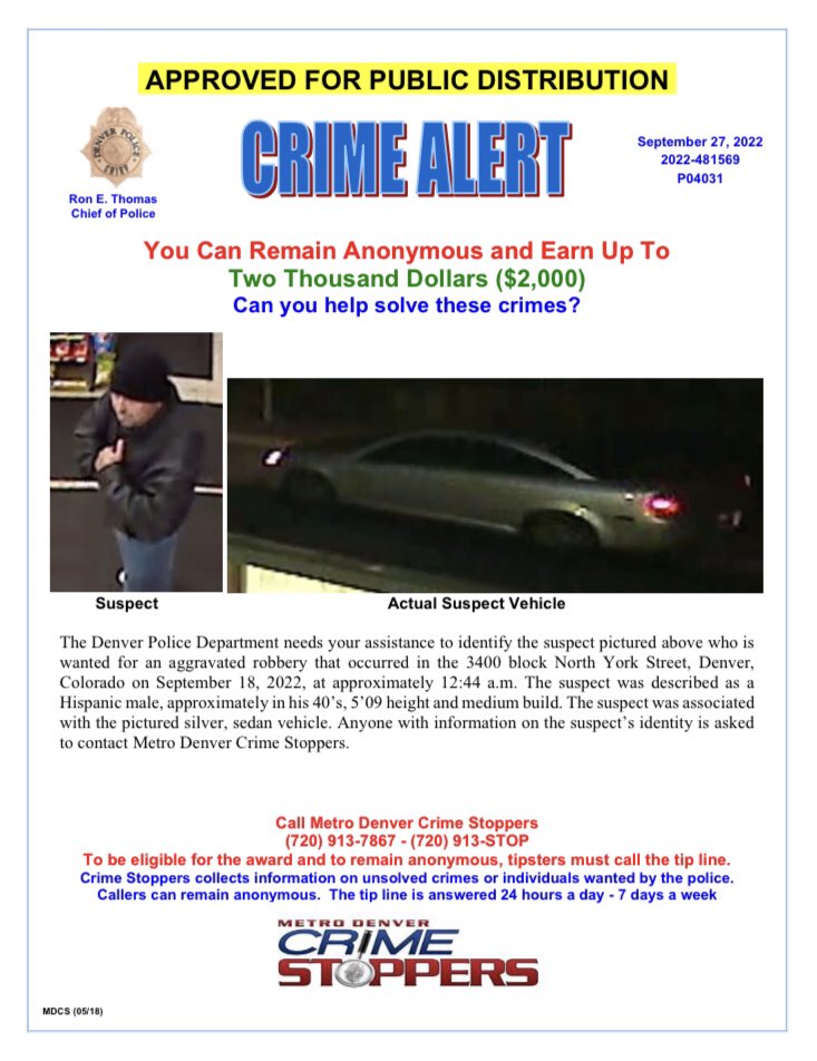 DenverPolice's tweet image. #Denver, do you have any information regarding these cases? If so, please call @CrimeStoppersCO at 720-913-7867 — you can remain anonymous and earn a cash reward!