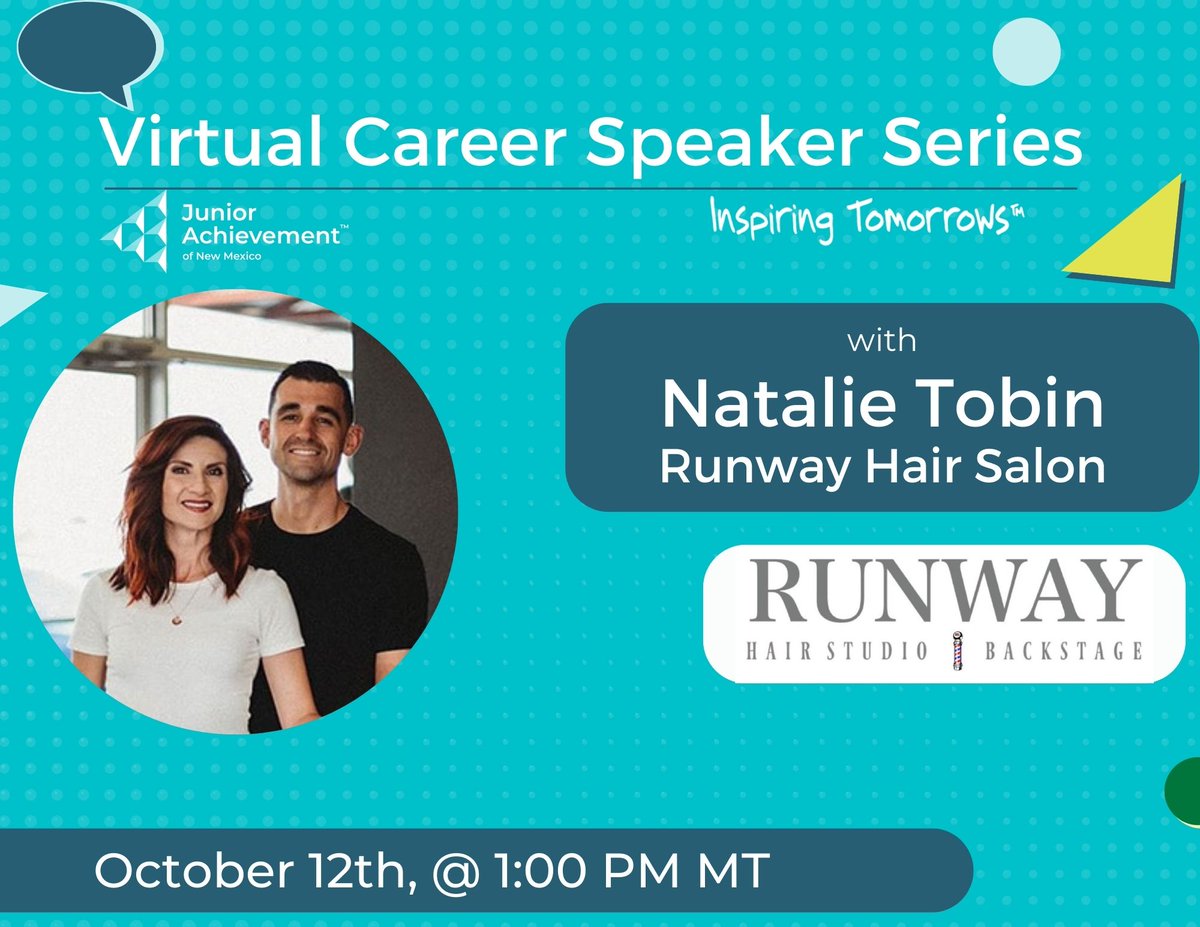Join us on Wednesday,10/12  <a href="/1pm/">໊</a> as we welcome Natalie Tobin, Master Stylist and Owner of Runway Hair Salon as she shares her career journey with NM students! 

To Register: forms.gle/8QuyY31Wh16eMa…