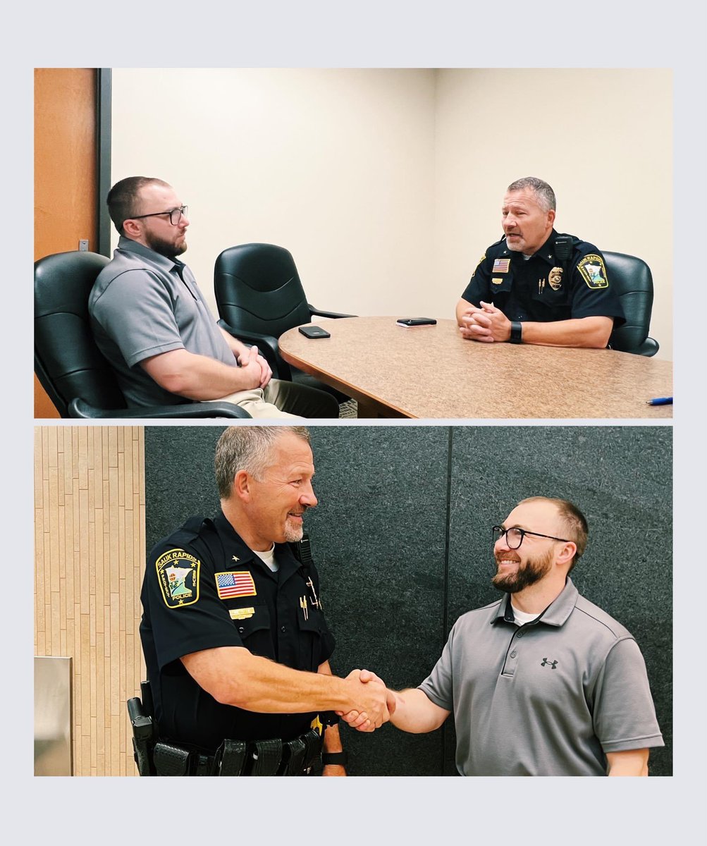 AaronHenningMN's tweet photo. Had the opportunity to visit with Chief Beise of the Sauk Rapids Police Department this morning.

He shared with me his perspectives on the challenges of policing today and some solutions to bring to the Legislature this coming session! https://t.co/kvRDWy23Bt